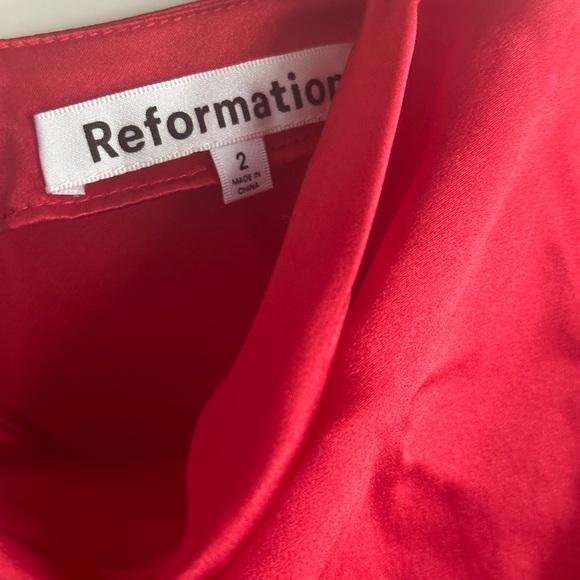 Reformation Veida Silk Midi Dress in Lipstick Red | size 2 - Picture 7 of 14